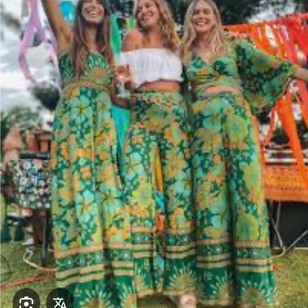 Nine Lives Bazaar Vibrant Green Floral Pant Set